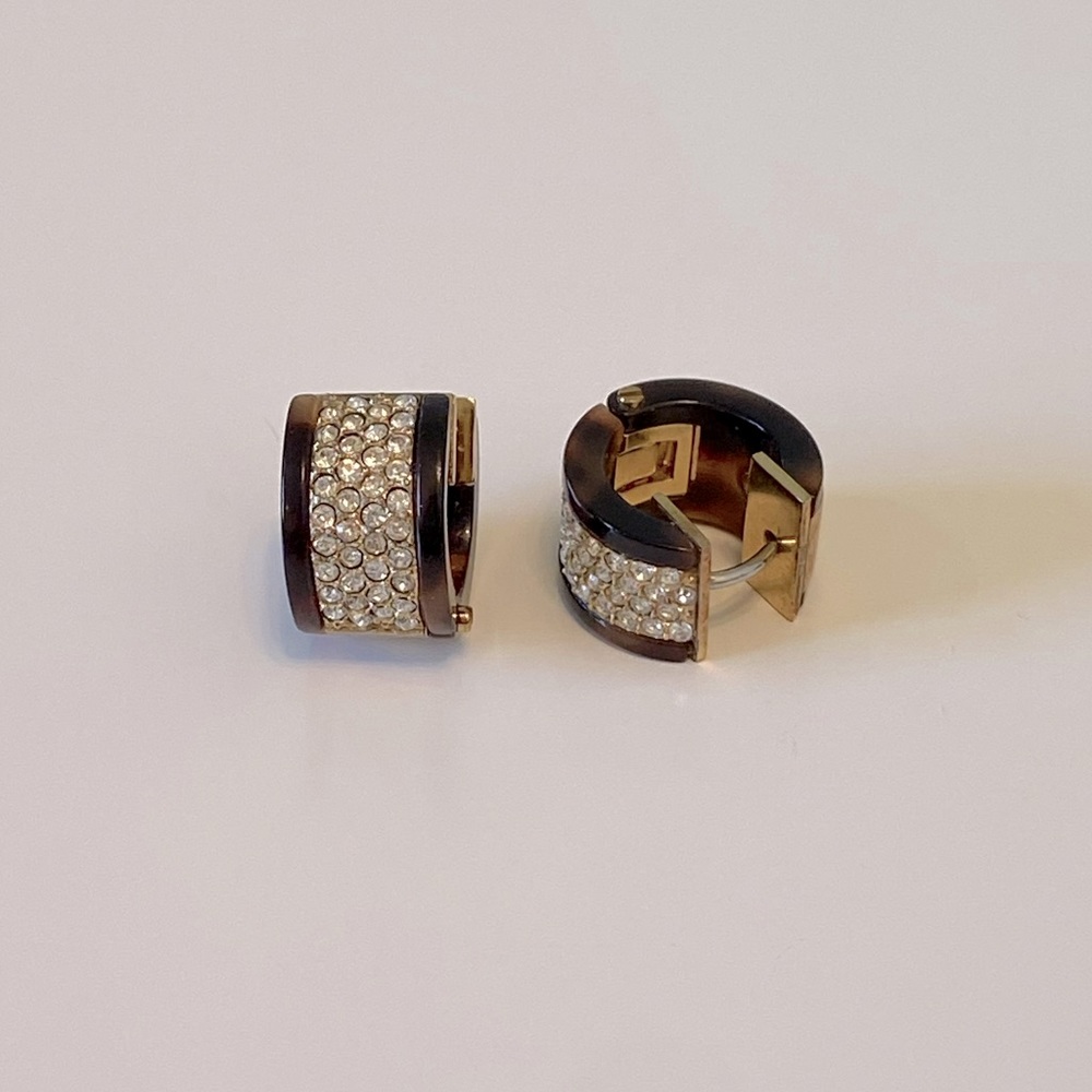 Michael Kors tortoise shell and diamond earrings
